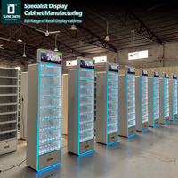 Estantes con cerradura para tiendas de artículos para fumadores con pantalla LCD superior y empujadores ajustables