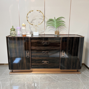<span class=keywords><strong>Buffet</strong></span> de salle à manger moderne en bois d'ébène laqué brillant, personnalisable, style luxe léger - Product Image 1