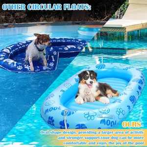 Bateau flottant pour chien, 59 x 35 pouces, radeau gonflable pliable pour animaux de compagnie, jeux aquatiques d'été pour <span class=keywords><strong>piscine</strong></span> ou lac, jusqu'<span class=keywords><strong>à</strong></span> 150 livres - Product Image 6