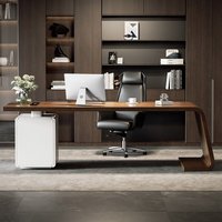 Bureau d'ordinateur moderne en bois massif LBZ-135X avec tiroirs de rangement, pieds en forme de crochet, aucun assemblage requis, personnalisable