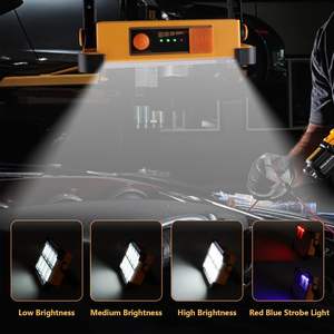 Lampe de travail portable jaune 120W 144 LED 10000LM IP66 étanche avec batterie au lithium et interrupteur, avec support pour camping extérieur et chantier - Product Image 5