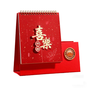 Custom 2026 GPrinted Desktop Calendar With Business Logo Label Stickers Memo Paper Triangle Vertical Table Wall Calendar