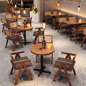 Set di Mobili in Legno per Ristoranti e Bar, Inclusi Tavoli e <span class=keywords><strong>Sedie</strong></span> per Hotel, Salotti, Caffetterie, KTV, Sale <span class=keywords><strong>da</strong></span> Pranzo Musicali e Taverne - Product Image 2