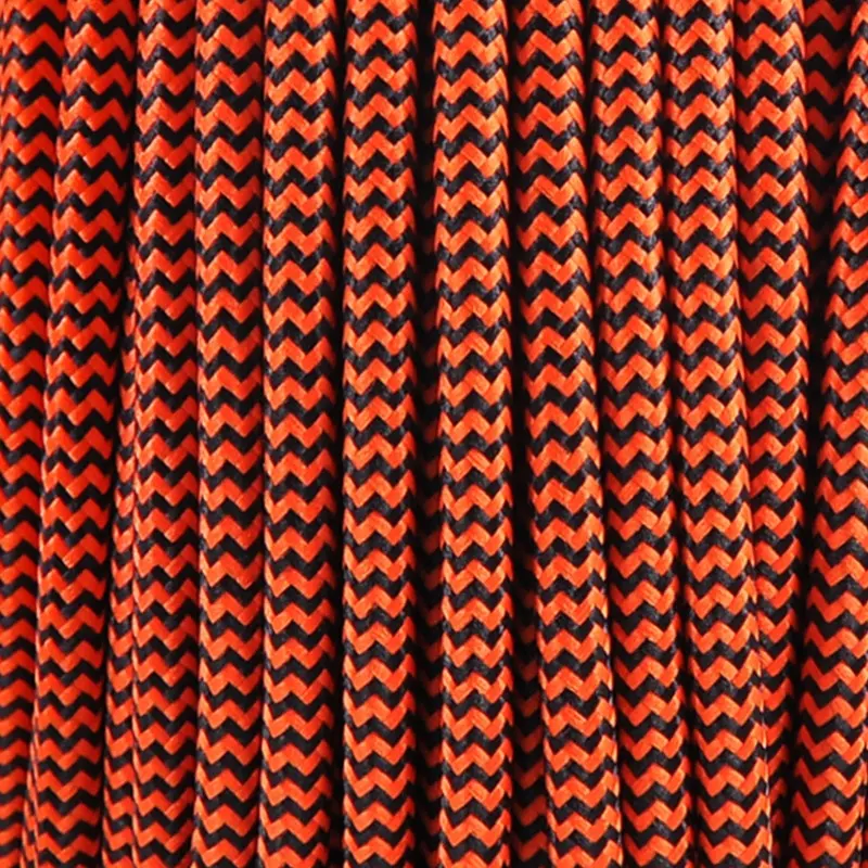 Cabo trançado de tecido, 3 núcleos de tecido de laranja padrão eua canadá cabo envolvido têxtil com fio de terra