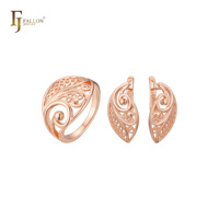 Ensemble de bijoux Renaissance en filigrane FJ Fallon Fashion Jewelry plaqué or rose sur base en laiton