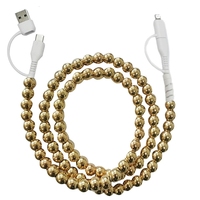 Câble de charge créatif YuAn YA-067 portable en acrylique 2-en-2 Type-C vers USB double avec perles dorées et argentées