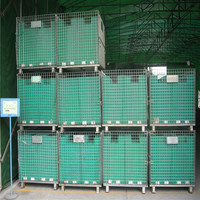 Cages pliantes de stockage d'entrepôt de palette en métal pliable résistante conteneur de grillage