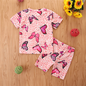 Conjunto de Ropa para Bebé con Estampado de Mariposas, Conjunto de Pantalones Cortos Suaves con Estampado de Leopardo, Ropa de Verano para Niños, Boutique 2022 - Product Image 5