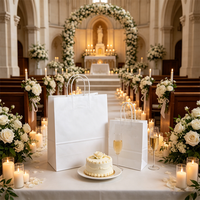 Sacs en papier kraft de luxe personnalisés pour mariage, avec poignées en ruban, écologiques et recyclables, emballage cadeau pour mariée, pour promotion d'exposition