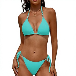 Wholesale Sexy Turquoise <b>Bikini</b> Set Swimwear Spandex Nylon Stretch Fashion Two Piece Beachwear - Product Image 1