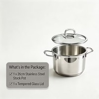 Ensemble de casseroles de luxe écologiques en acier inoxydable, compatible induction et gaz, passe au lave-vaisselle, couvercle en verre, style américain