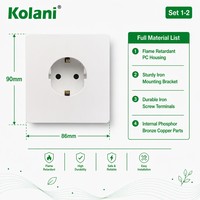 Enchufe de Pared Kolani Estándar Británico de Una Vía 16A EU Schuko 250V, Blanco Brillante PC, Enchufe de Pared con Conexión a Tierra y Orificio Redondo Europeo