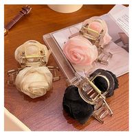 Pince à cheveux élégante en plastique blanc rose, faite à la main, pour femme, Saint-Valentin, 8 cm, épaisse, avec pince à griffes, douce et tendance LX