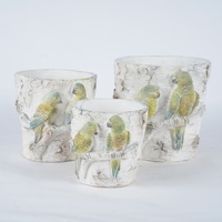Jardinière en ciment Lian Da avec relief 3D d'un perroquet, pot de fleurs décoratif pour l'intérieur et l'extérieur, pour plantes vertes, jardin, balcon