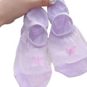 Invisible Boat Socks Women Breathable Thin Low Cut Solid Color Bow Design Mixed Colors Polyester Fiber Casual Socks - Product Image 5