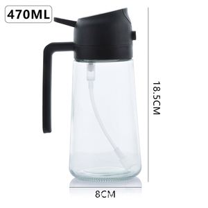 Bouteille pulvérisatrice 2-en-1 en verre pour huile d'olive et vinaigre, 470 ml, prix de gros, distributeur pour friteuse à air et cuisson - Product Image 2