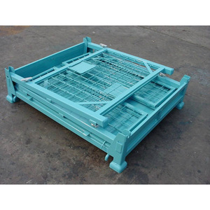 Caisse de stockage métallique pliable en acier, thermolaquée, avec roulettes, verrouillable et empilable, pour entrepôt et transport de déchets métalliques - Product Image 4