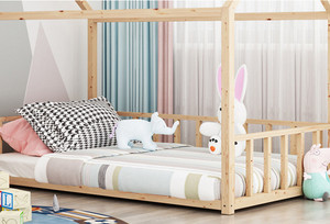 Lit d'enfant en bois massif moderne et élégant, maison dans les arbres, lit <span class=keywords><strong>de</strong></span> bébé et matelas tatami créatif, meubles pour bébés - Product Image 5