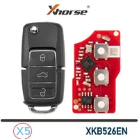 Clé de voiture à distance filaire Xhorse XKB526EN VVDI pour VW B5 Type 2e génération, 3 boutons, connecteur en plastique, sans