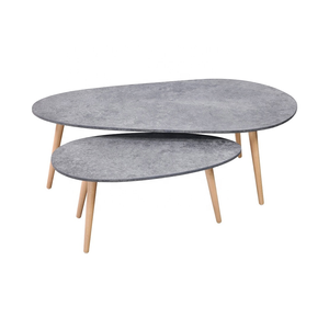Modern Retro Wood Metal <strong>Hairpin</strong> <strong>Leg</strong> <strong>Dining</strong> Round Coffee Two <strong>Table</strong> - Product Image 3