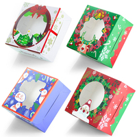 Boîte d'emballage de gâteau de cadeau la plus populaire Boîte de papier kraft Macaron Cupcakes Boîte d'emballage alimentaire de Noël avec fenêtre transparente