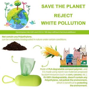 ถุงเก็บอุจจาระสุนัขแบบขายส่ง ย่อยสลายได้ ป้องกันการรั่วซึม ทำจากแป้งข้าวโพด ถุงเก็บอุจจาระสุนัขแบบพกพาสำหรับใช้กลางแจ้ง ย่อยสลายได้ทางชีวภาพ - Product Image 1