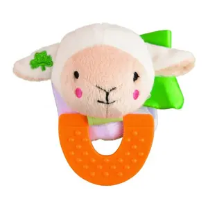 Lamb Teether for Babies, 0-2.5 yrs Baby Chew Toys, Easy to Hold Wrist Teethers for Babies Natural Organic Freezer Safe Teether