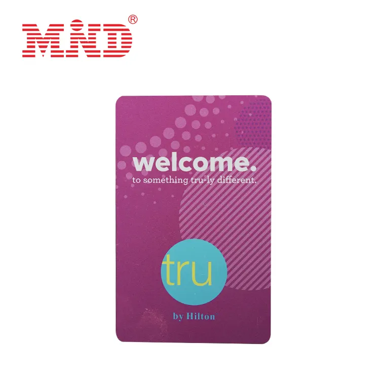 ตัวอย่างฟรีการออกแบบที่กําหนดเองที่ตั้งโปรแกรมได้ MIFARE Ultralight EV1 Rfid ควบคุมการเข้าถึงคีย์การ์ดห้องพักในโรงแรม