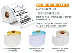 กระดาษสติกเกอร์พิมพ์บาร์โค้ดสีสันสดใสสำหรับการจัดส่งสินค้าออนไลน์ ขนาด 100x150 มม. 4*6 นิ้ว แบบม้วน พิมพ์โลโก้เองได้ ใช้กับเครื่องพิมพ์ความร้อน - Product Image 2