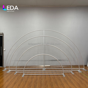 LEDA Modern Semicircle Fan Shaped Backdrop Fabric Cover Customizable Size Color (Silver/Custom) Metal <b>Frame</b> for <b>Wedding</b> Events - Product Image 2
