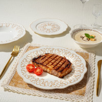 Service de table de luxe nordique OEM ODM avec bordure dorée, assiettes, bols, tasses, soucoupes, portable, compatible micro-ondes, pour mariage et fête