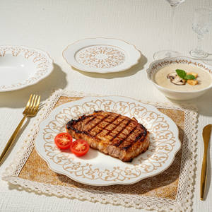 Service de table en porcelaine fine, style nordique, luxe, bord doré, assiettes, bols, tasse, soucoupe, service de table en céramique pour mariage, fête - Product Image 2