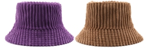 Corduroy <b>Bucket</b> Adjustable Outdoor Sun <b>Hat</b> Packed <b>Reversible</b> Beach <b>Hats</b> Flat Top Cap for Travel Promotion Gift - Product Image 3