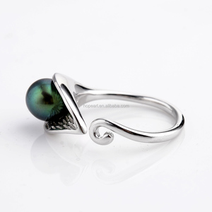FPR156 Sterling 925 Silver Round Pearl Ring Peacock <strong>Green</strong> Freshwater Pearl Ring <strong>Jewellery</strong> - Product Image 3