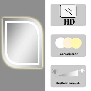 מותאם אישית צורה לא סדירה שלושה צבעים שונה איפור שולחן מראת תאורה מראת קיר אמבטיה עם אור LED