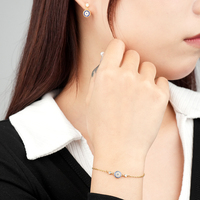 Bracelet classique en argent sterling 925 avec yeux bleus, bijoux en zircon, bracelets yeux plaqués or 18 carats pour femmes