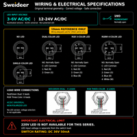 Sweideer Interruptor de Botón Metálico Ultracorto de 12mm 16mm 19mm con Luz LED, Impermeable IP65, Contacto 1NO y Cables Preconectados