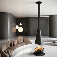 Cheminée suspendue, foyer à bois, foyer électrique à vapeur d'eau, cheminée intérieure moderne pour la décoration du salon de la villa