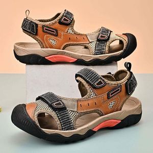 Sandales de randonnée de haute qualité à lacets en cuir et en mesh, chaussures décontractées à pieds nus pour hommes - Product Image 5