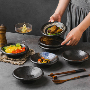 Tazones de Cerámica Japonesa de Gran Capacidad para Sopa y Aperitivos, Platos y Vajilla de Diseño Irregular - Product Image 1