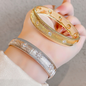 Vintage Style Brushed Bangle 18K Gold <b>Copper</b> Alloy Jewelry Women's <b>Bracelet</b> Anniversary Gift - Product Image 1