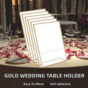 Support de numéros de table de <span class=keywords><strong>mariage</strong></span> portable et écologique avec cadre doré, en acrylique PMMA transparent, pour affiches de <span class=keywords><strong>menu</strong></span>, photos, lavable - Product Image 2