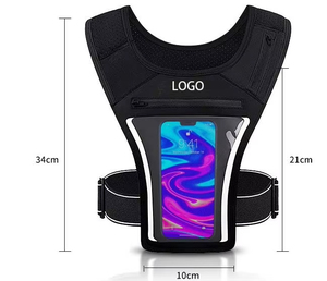 유행 반사 러닝 조끼 500ml 수화 병 방수 스판덱스 소재 가슴 팩 조깅을위한 전화 홀더 - Product Image 2