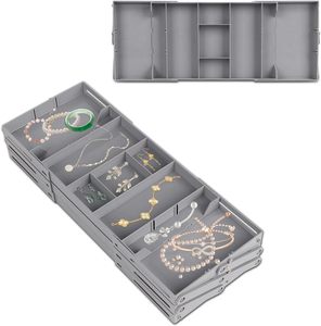 2026 Eco-friendly Grey Plastic Jewelry Organizer Storage Case 3 Layers for Women's Necklaces Earrings <b>Large</b> Display Case - Product Image 3