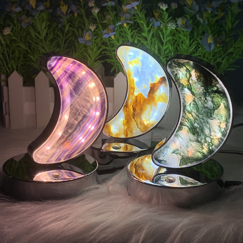 Lampe De Table En Agate Multicolore - Décoration Intérieure Art Déco - Bougeoir à Bougie LED