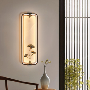 Lampe murale en cuivre de style chinois, en marbre naturel, éclairage de chevet pour salon et chambre à coucher - Product Image 1