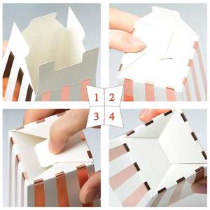 Scatola di Carta <span class=keywords><strong>per</strong></span> Popcorn di Lusso in Oro Rosa Goffrato, Ecologica e di Grado Alimentare, Colore Personalizzabile <span class=keywords><strong>per</strong></span> Matrimoni, Compleanni, Feste e Snack - Product Image 2