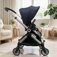 Poussette bébé pliable à poignée réversible, amortisseur de chocs, poussette multifonctionnelle avec 4 roues en PU, cadre en alliage d'aluminium pour 0-3 ans
