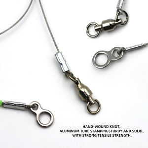 Glow 30cm 50cm Heavy Duty Sea Fishing 49-Strands Steel Wire Leader avec émerillons et boutons-pression Lignes <span class=keywords><strong>de</strong></span> pêche Rig Fishing Gear - Product Image 3