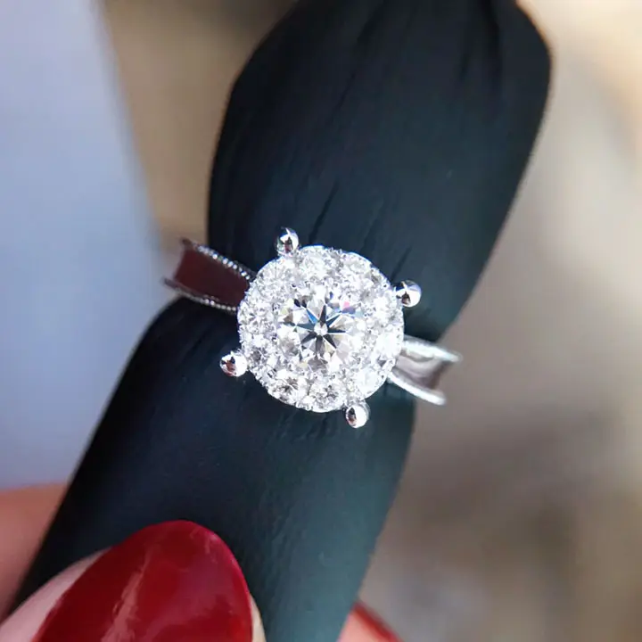 약혼 큐빅 스파클링 링, 여성용 반지, 진짜 금 상감 실험실 재배 다이아몬드 반지의 도매 맞춤 설정